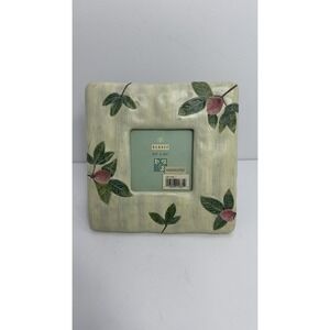 Vintage Burnes of Boston Handpainted Floral Picture Frame 1997 3.5x3.5 Tabletop